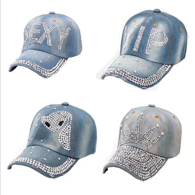 Fashion Bling Bling Rhinestone Custom Golf Hat Sports Caps Cowboy Baseball Cap