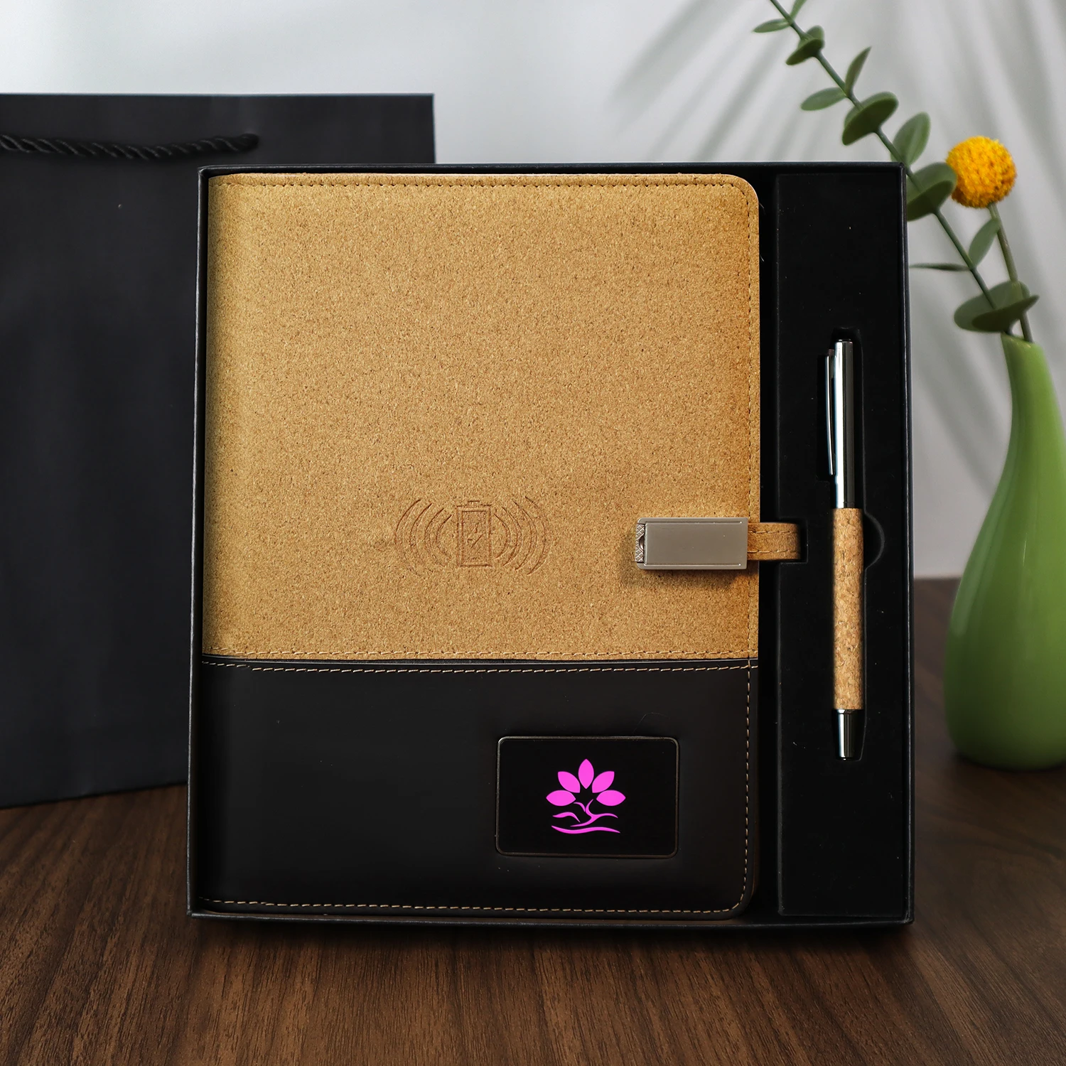 OEM роскошный бизнес смарт-дневник ноутбук с Power Bank Usb флэш-накопитель ручкой подарочный набор