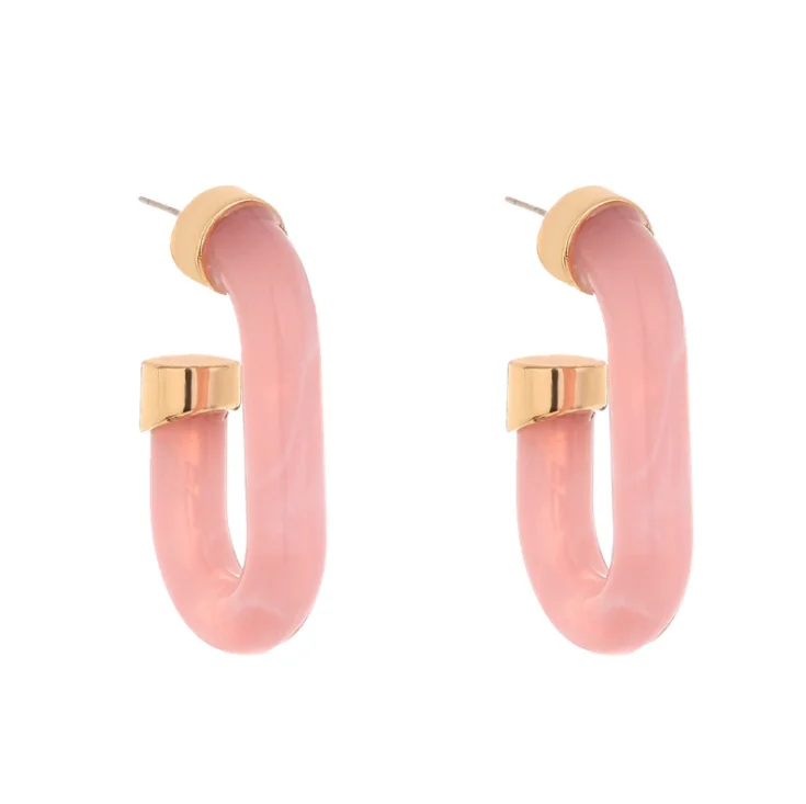 Trend U-shaped resin earrings wholesale candy color simple foreign trade earrings niche jewelry women