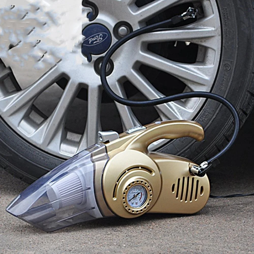 Handheld Car Vacuum Cleaner Inflator Tire Pressure Gauge DC 12V Volt 120W 4 In 1 Wet Dry Auto Portable Vacuum Cleaner