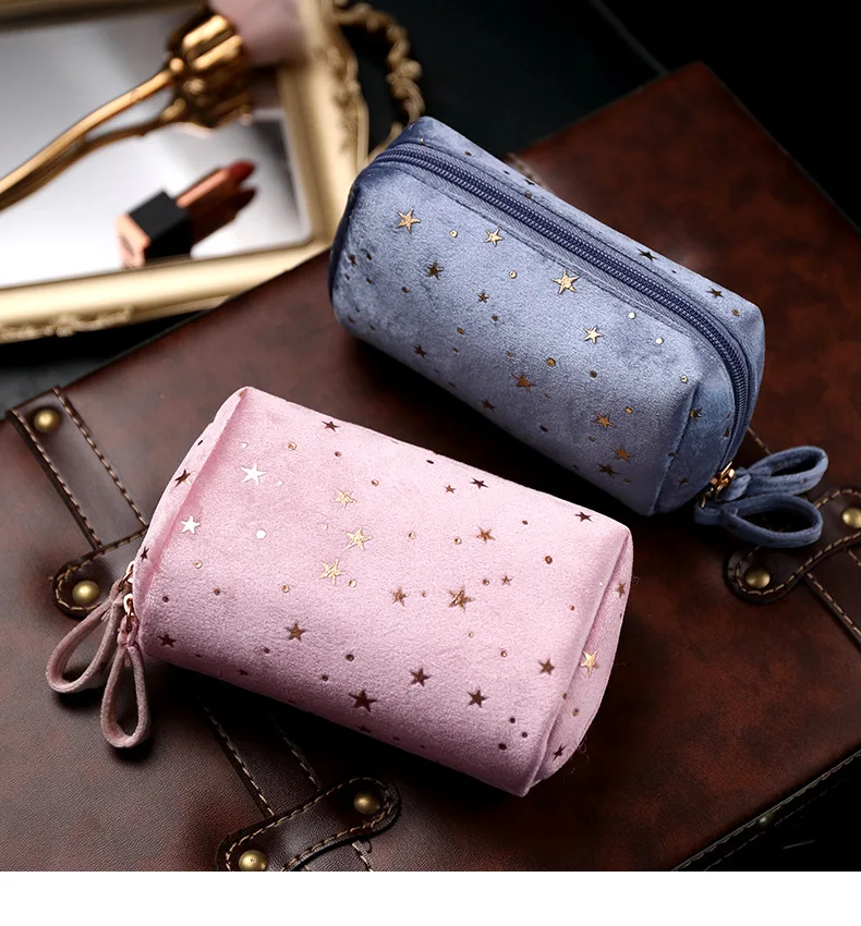 Camino Hot Sell Womens Cosmetic Toiletry Bag Suede Velvet Makeup Bag Cases Brush Storage Bags