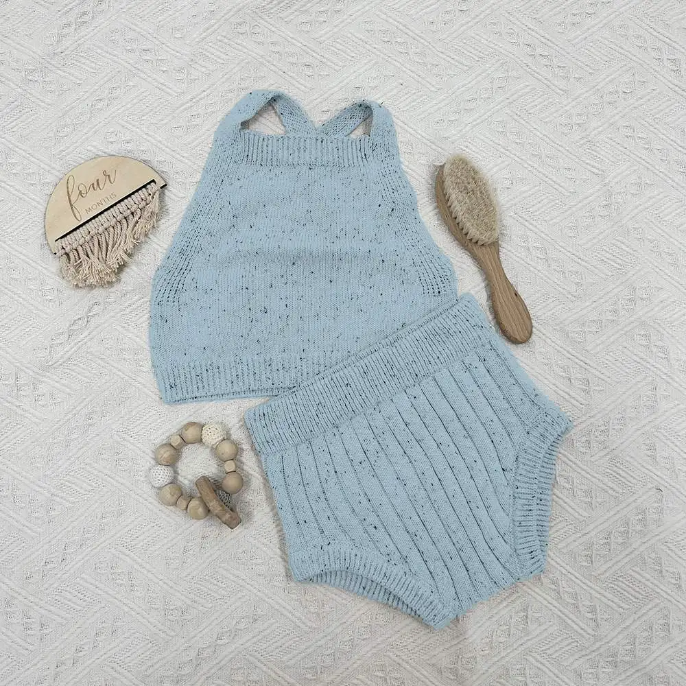 Custom Logo Winter Knit Baby Set Chunky Knitted Baby Sweater For Kids