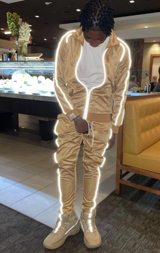 Custom Stripe Sweatsuit Joggers 2 Piece Sets Zipper Jogging Suits 3m Reflective Tracksuits For Men