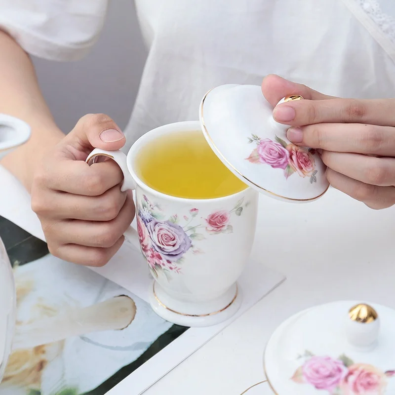 European 8 pcs Royal Luxury Coffee Set Flower Water Cup Teapot Vintage Kettle Party Wedding Gift Coffee & Tea Set