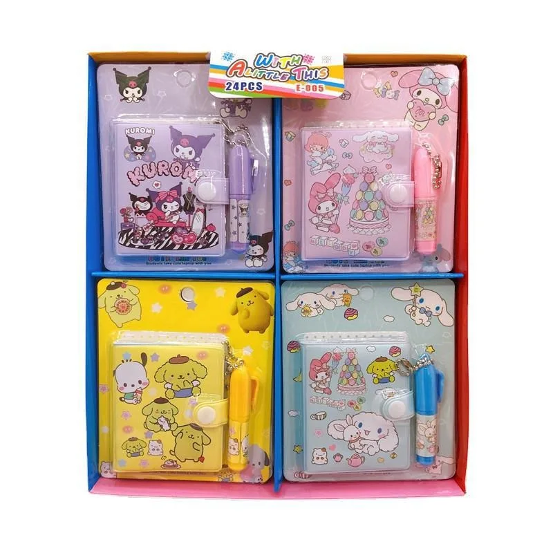 School Stationery My Melody Kuromi Cinnamoroll Sanrio Notebook with pen Kawaii Portable Ledger Book