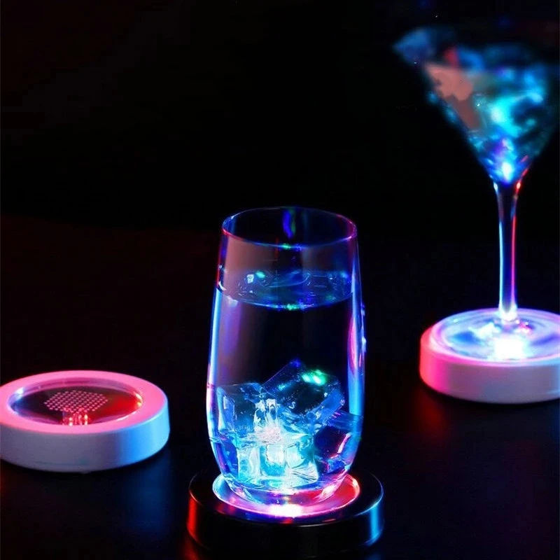 Drink Glass Bottle Cup Coaster Mat and LED RGB Atmosphere Lamp
