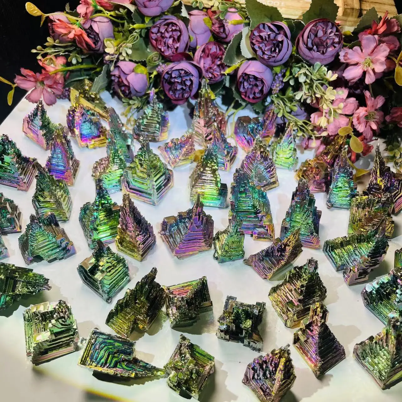 Wholesale High Quality  Carved Crystal Gemstone Bismuth Ore Tower  for Decoration