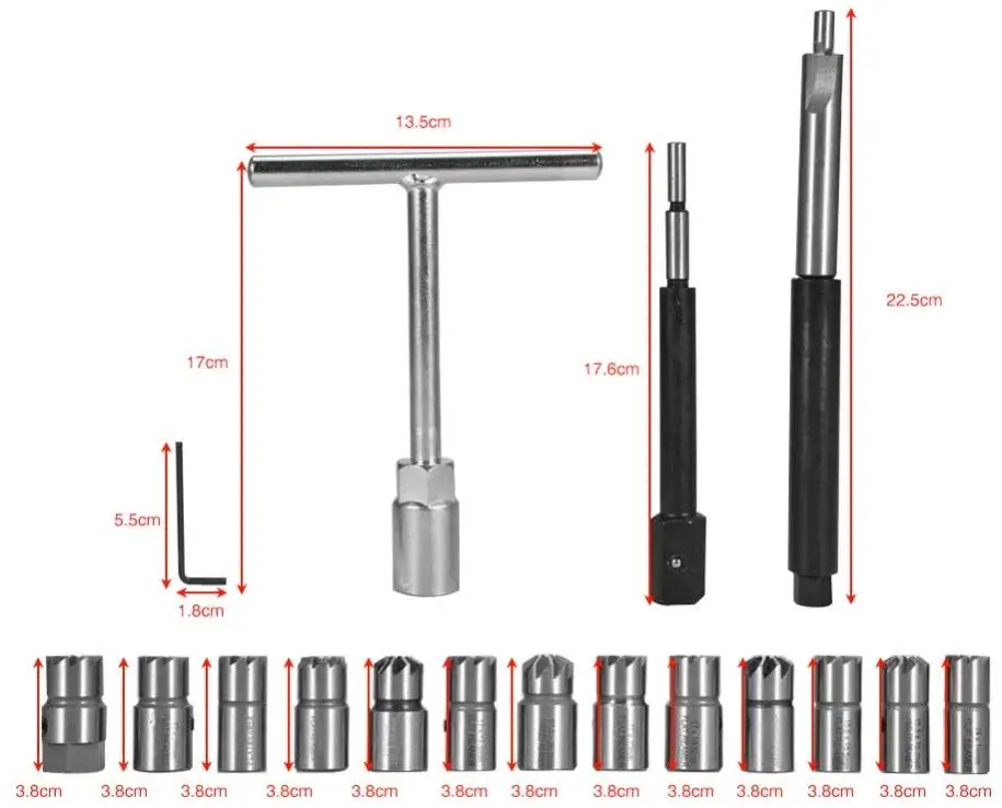 YIZHE 17Pcs Diesel Injector Seal kit Cutter Special Tools Injector Seat Injector Reamer Car Garage Vehicle Repair Tool