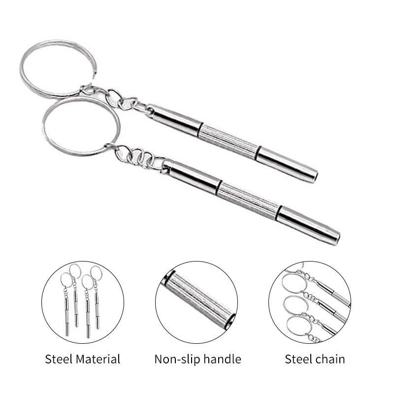 Wholesale High Quality 3 In 1 Mini Portable Plastic Non Slip Handle Multifunction Keychain Eyeglass Screwdriver For Glasses