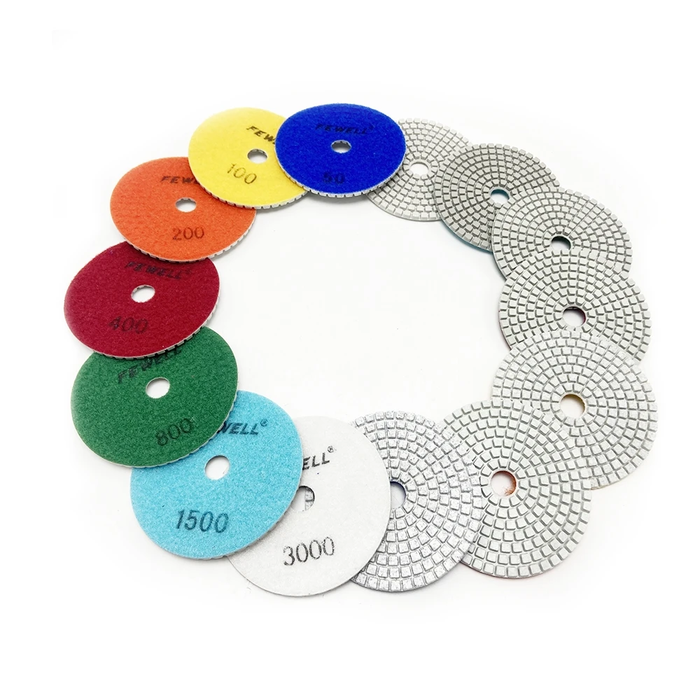 7pcs 4inch 100mm diamond disc flexible polishing Pads set for grinding stone concrete marble granite