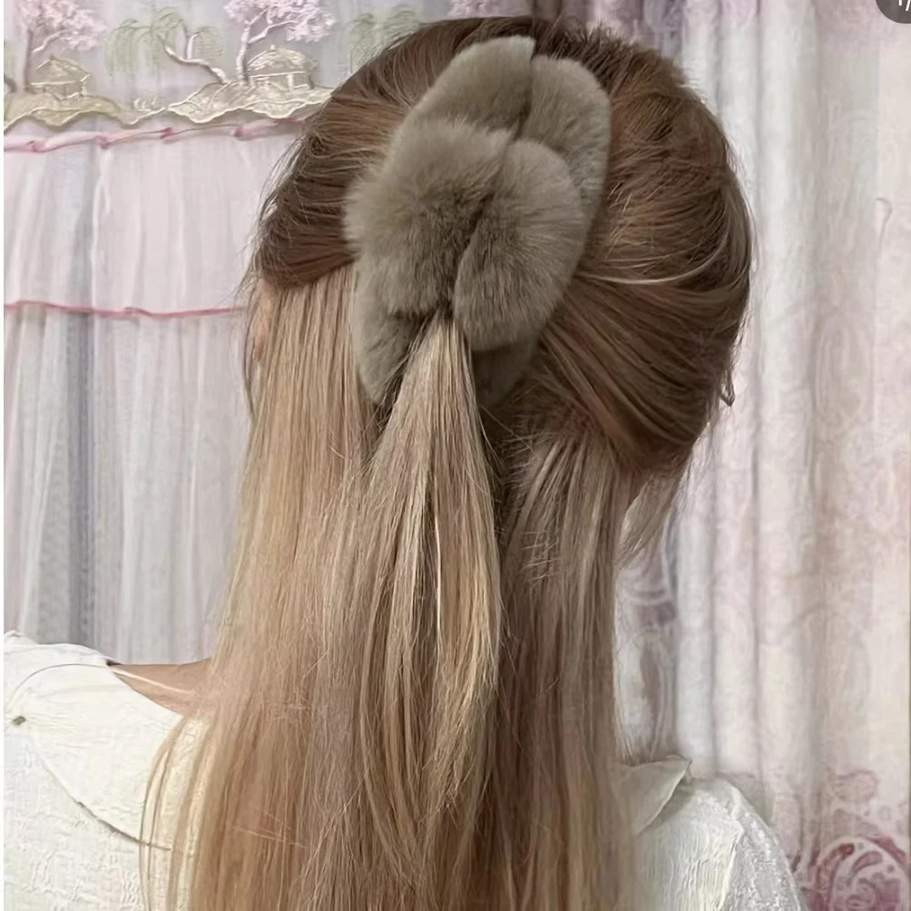 Wholesale fashion Rex rabbit hair ball plastic hair claws candy colors  clips clips for thick hair