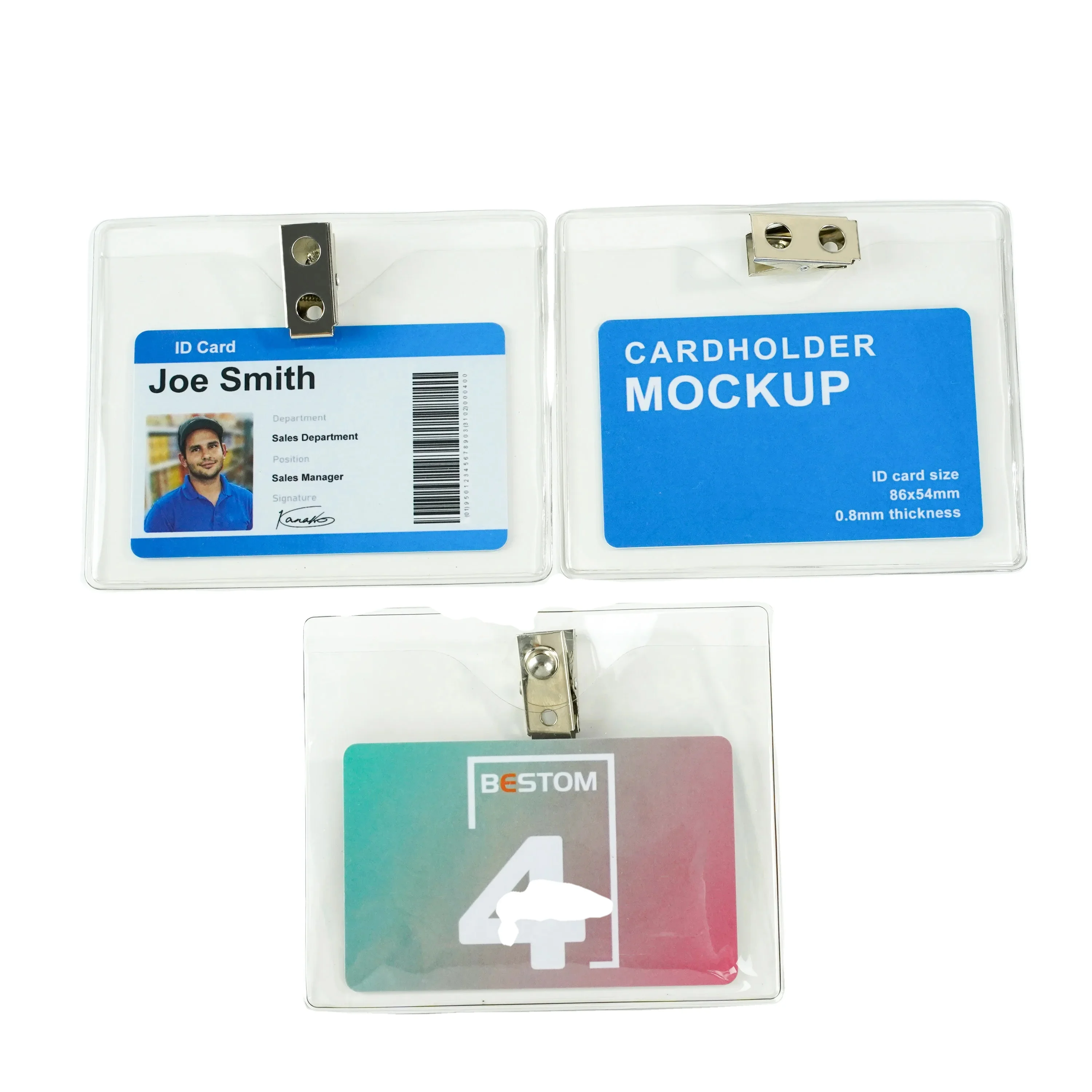Bestom Waterproof Clear PVC Vinyl Horizontal ID Card Holder Nurse Name Tag Sleeve Badge Holders