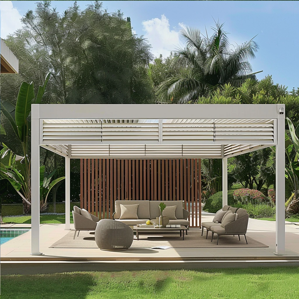 Hot Selling Luxurious Aluminum Louvered Pergola Pavilion Used for Outdoor Garden Entertaining Guests in Multiple Countries