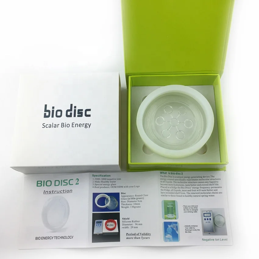 Health care water bio energy quantum bio glass disc with negative ion . OEM logo .