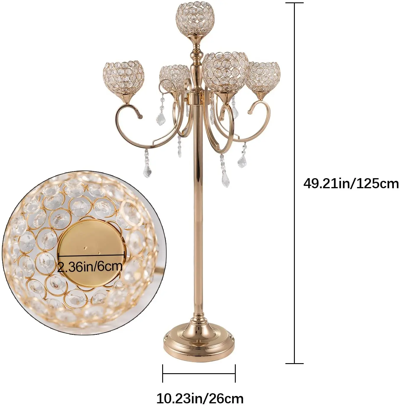 Candelabro 5 Brazos Metal rhinestone Candle Holder Crystal  Wedding 5 Arms Candelabra For Holiday Party Table Centerpieces Home