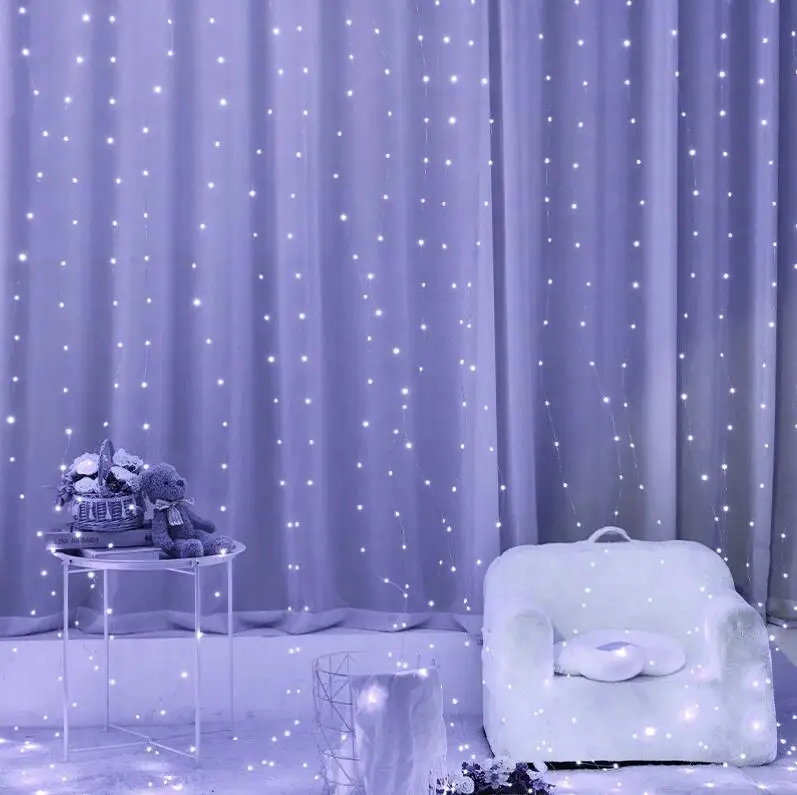 Waterproof IP44 outdoor Christmas LED light curtain string transparent PVC wire extendable garland fairy lights