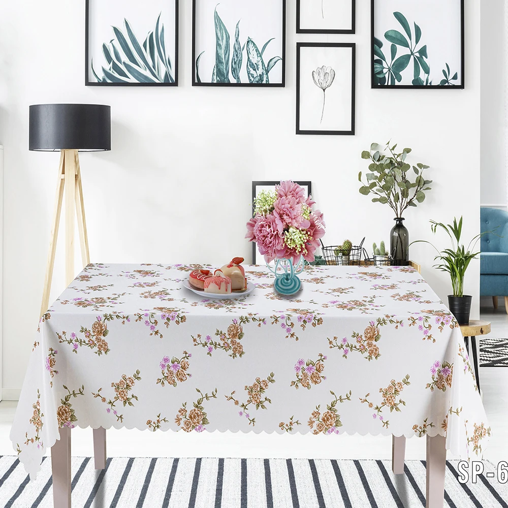 IUIU Purple Floral Vinyl Wedding Tablecloth with Nonwoven Backing