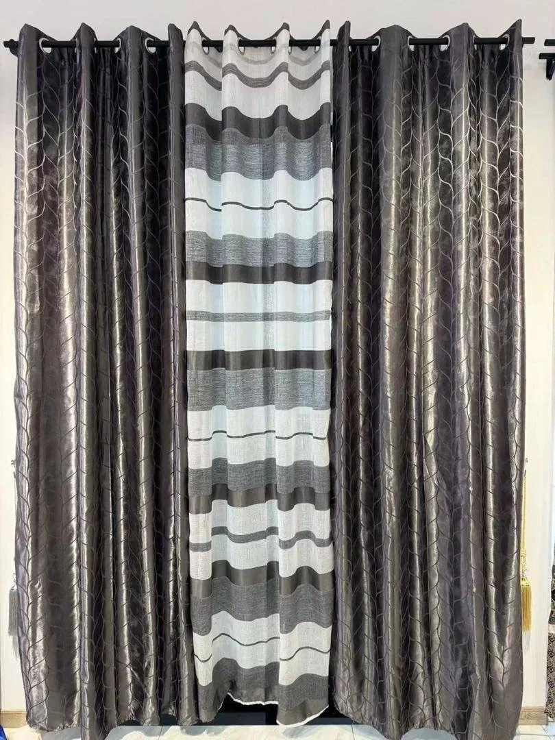 Fancy Geometric Pattern Jacquard Curtain Fabric Roll home Textiles