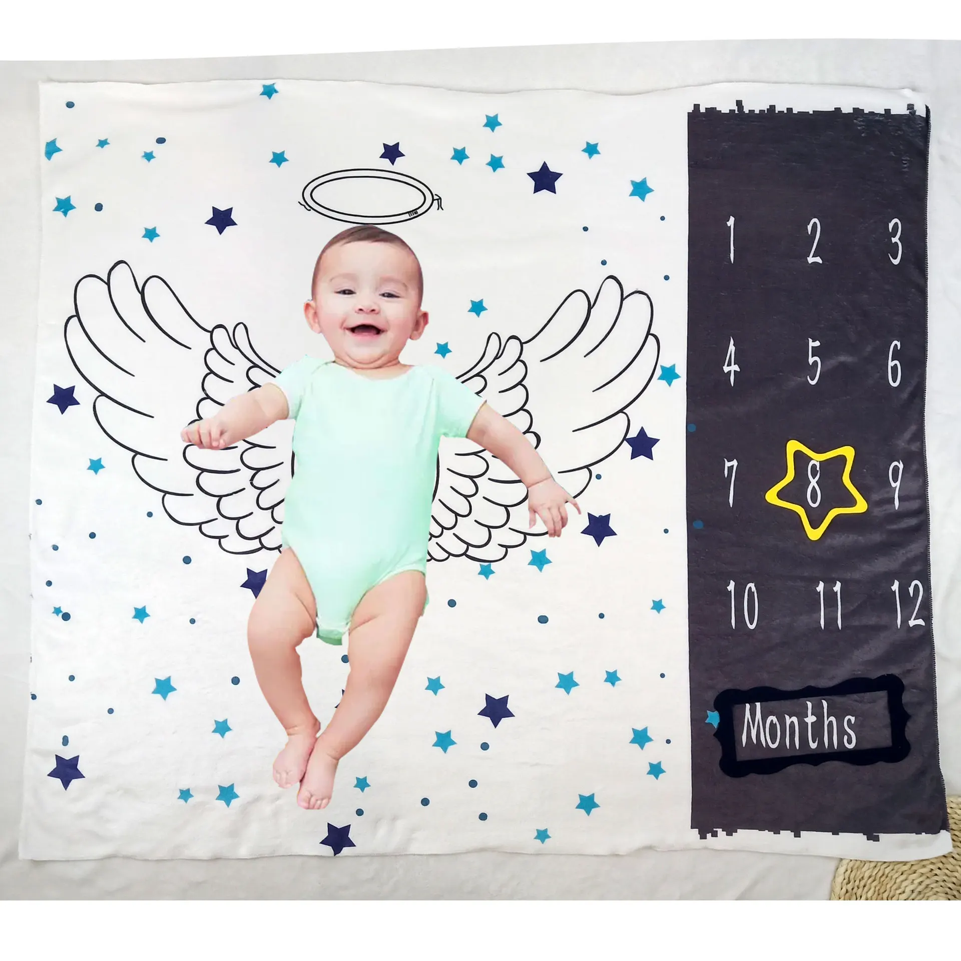
Hot Sale Newborn Polyester Photography Monthly Milestone Baby Blanket 