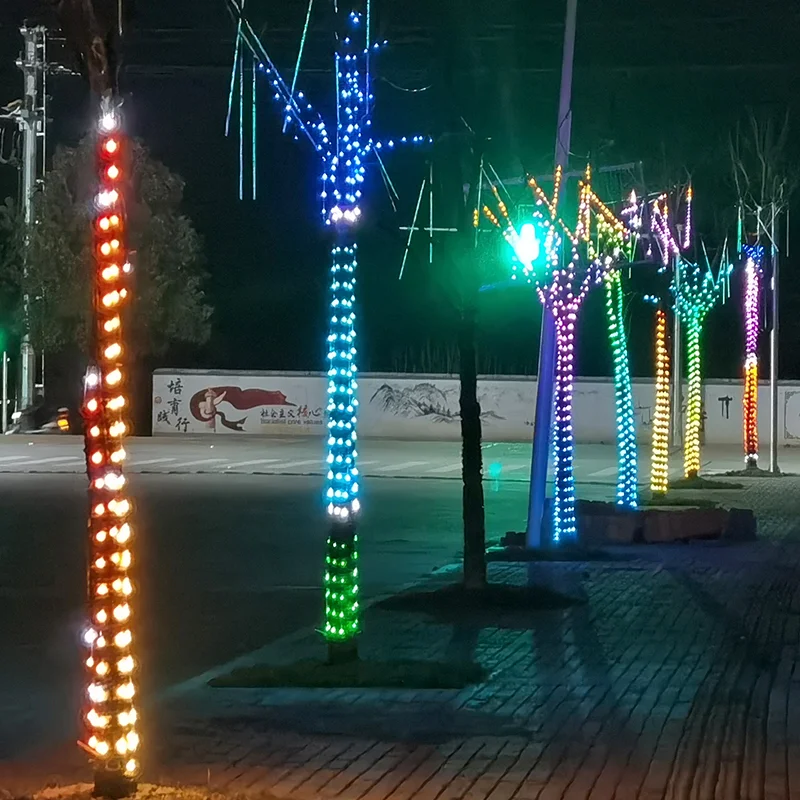 Solar LED Color Flashing String Lights with Outdoor Home Courtyard Waterproof Holiday Decoration Neon Lights