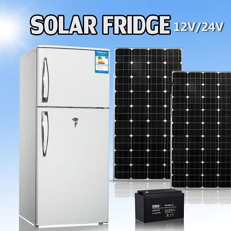 Single Double door 12V 24V Solar Panel energy Powered Freezer Refrigerator Fridge mini solar refrigerator