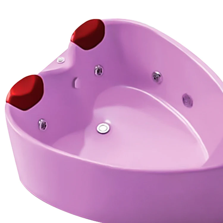 Modern Heart-shaped Double Portable Adult Bathtub Sanitary Ware Bath Tub From China Pink Color Massage For Hotel