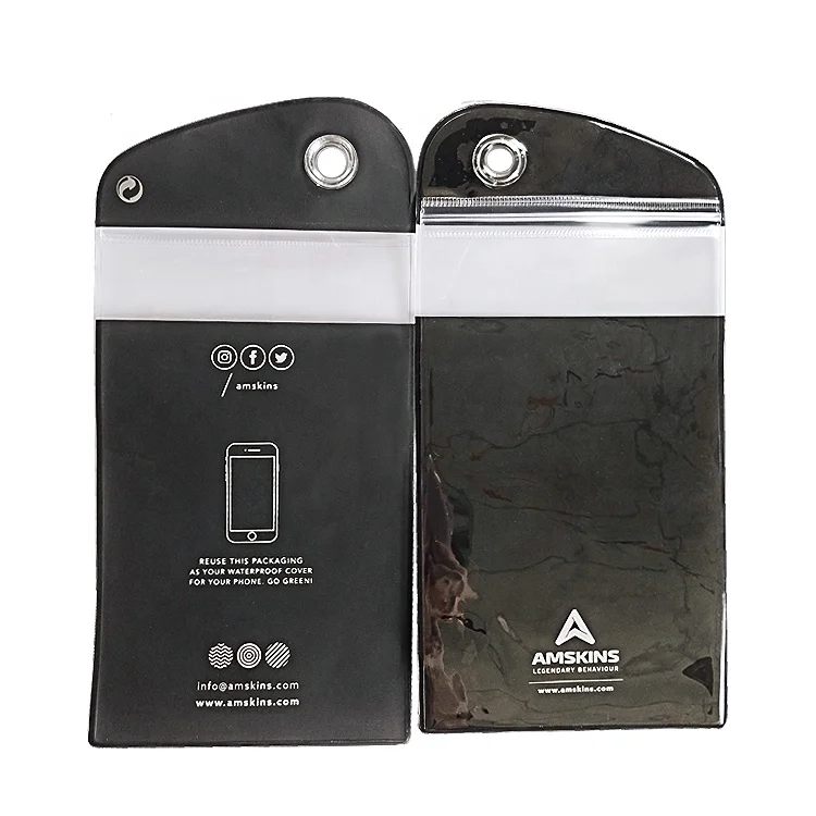 Custom pvc  black cell phone cover polythene packaging zip water proof bags for phone accessories electronic product