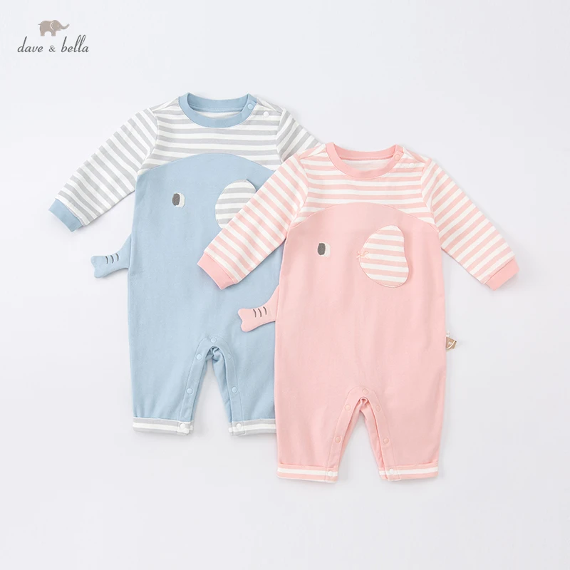 DB1221158 Dave Bella Autumn New Born Baby Girls Fashion Cartoon Jumpsuits Infant Toddler Clothes Children Romper 1 piece