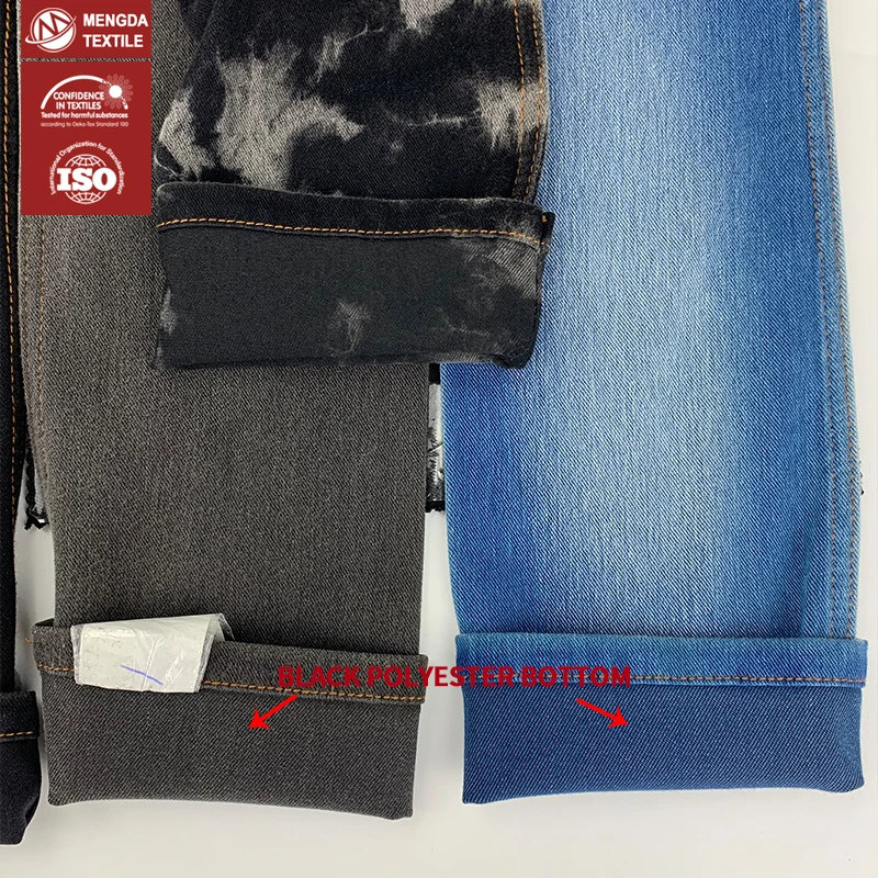 Высокоэластичная черная джинсовая ткань, хлопковая джинсовая трикотажная ткань
