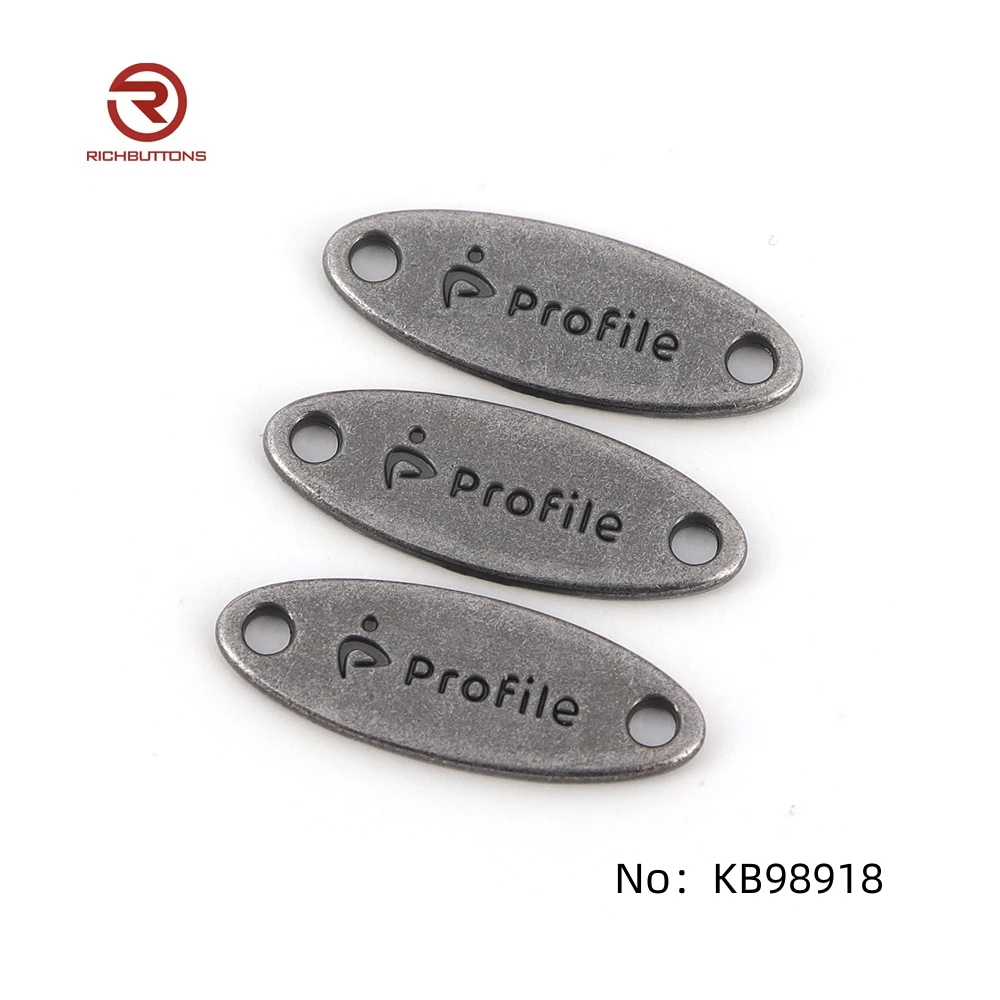 Manufacture Clothing Metal Tags Engraved Letters Plate Customized Badge Metal Labels