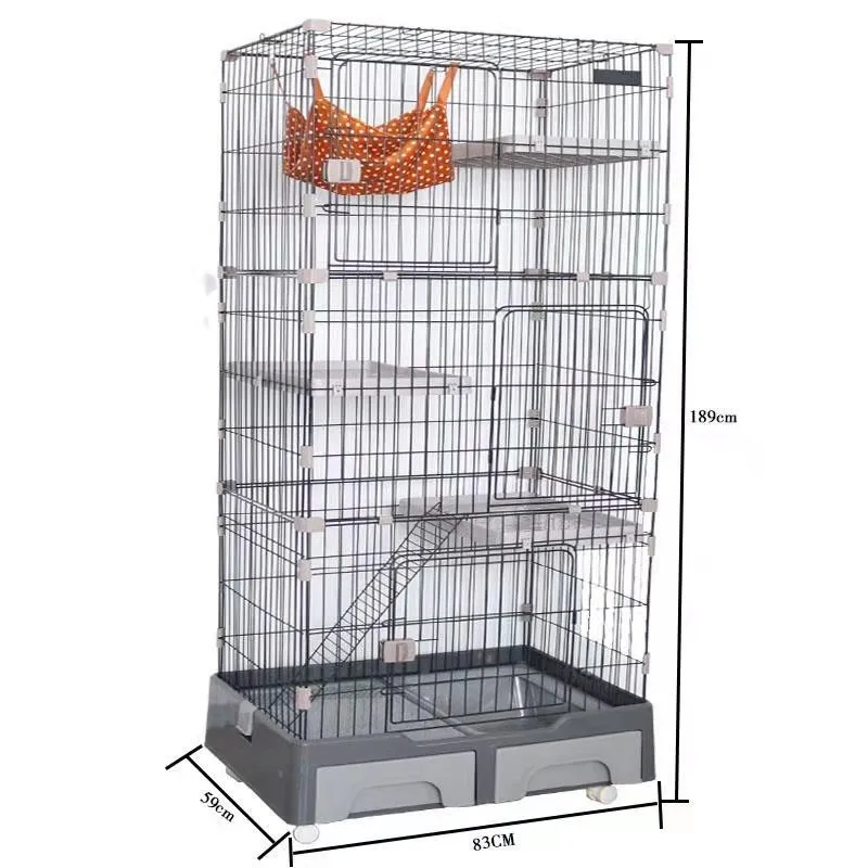 Cat Cages Steel 3 Floor Collapsible Hamster 4 Layer Multi Lever Ladder Large Trap House For Cats Veterinary Pet Cat Villa