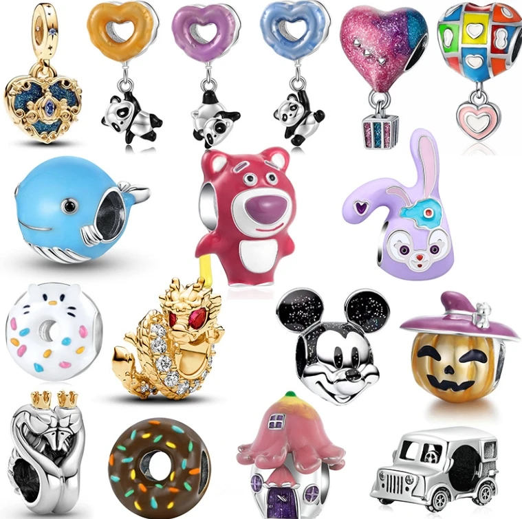 Mixed  new heart charm 2024 metal pan dora charms for bracelets