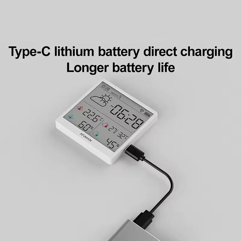 New Duka TH3 Smart Thermohygrometer Indoor Accurate Temperature Digital Monitor Clock Display