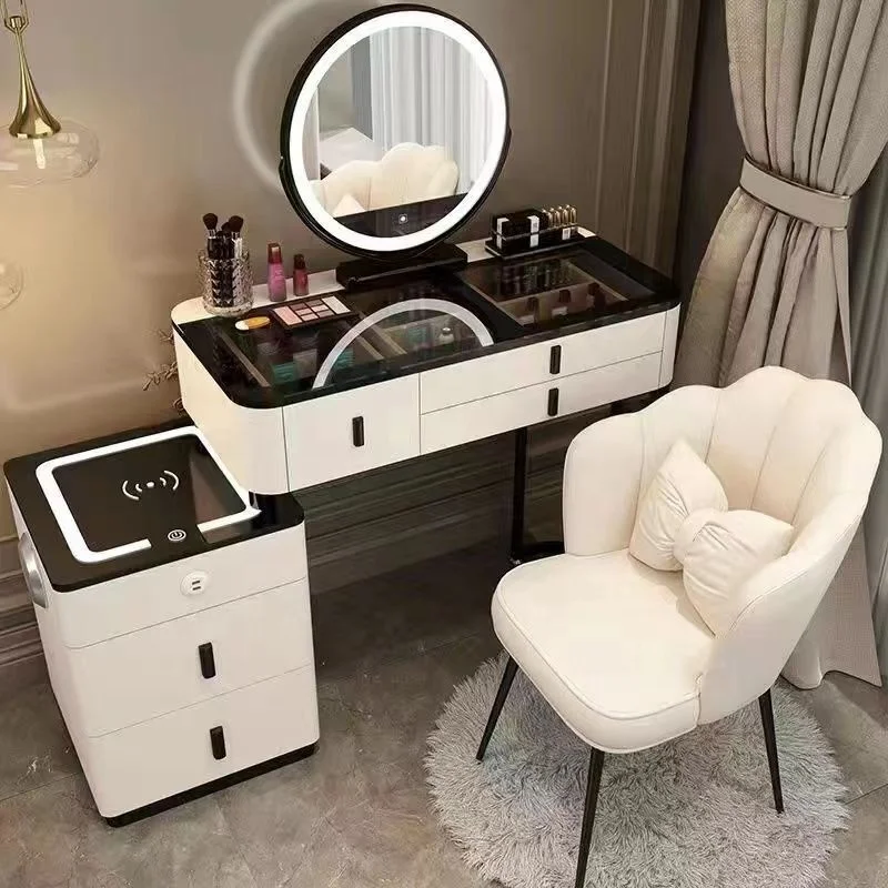 2024 YOUTAI Wholesale Smart Dressing Table with Mirror Wireless Charging Light Luxury Make Up Table  Bedroom Furniture