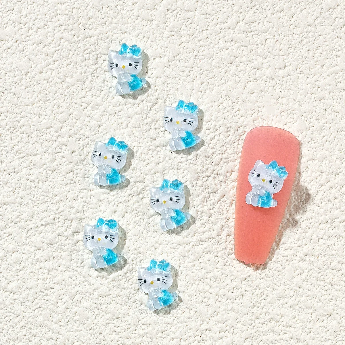 Wholesale  3D Ice Permeable Stereo Hello Kitty Nail Charms Accessories Cartoon  Kawaii  Resin Nail Art