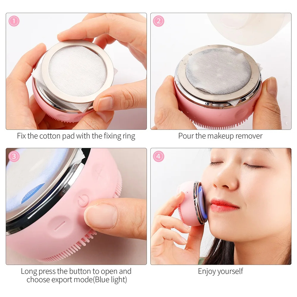 Beauty Facial Cleansing Brush Silicone Sonic Face Cleaner Deep Pore Cleaning Skin Massager Face Cleansing Brush Device