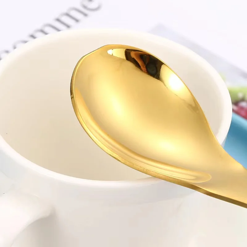 Hot Sale Big Round Stainless Steel Soup Spoon Gold Silver Public Spoons For Restaurant