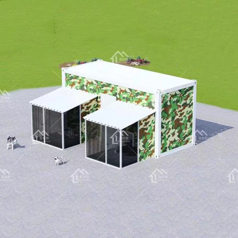 Well Protected Prefab Container Pet House  Puppy Nest for Dog House with 2 Rooms