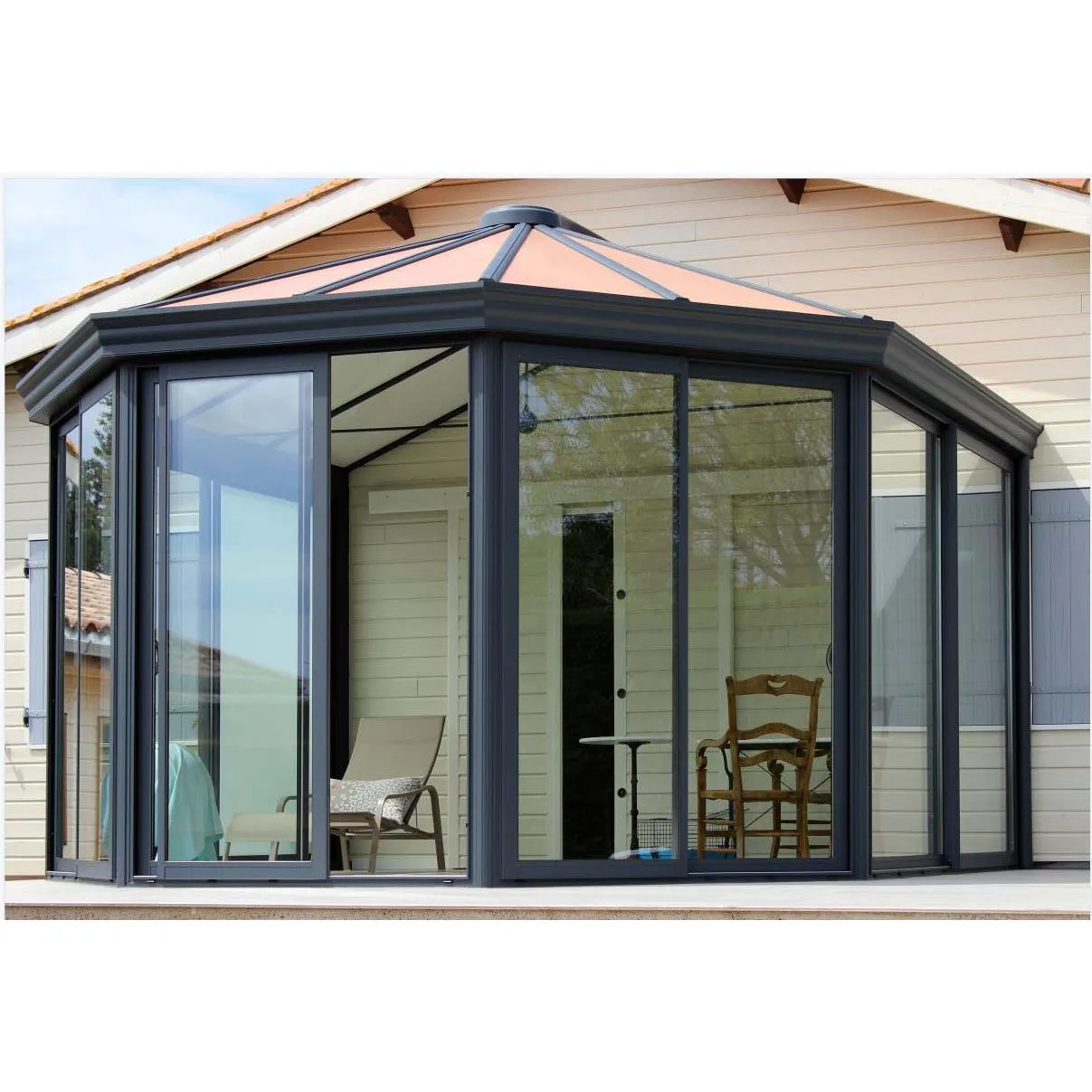 high quality 4 season tempered glass soundproof windproof sunroom lean to sunroom