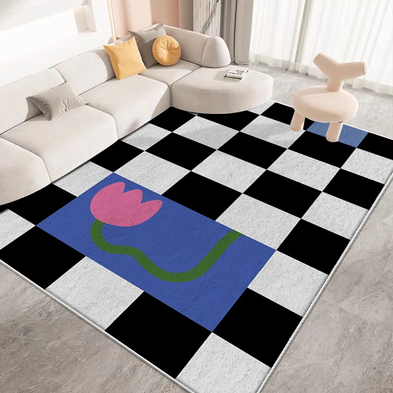 Modern Simple Cashmere Carpet Set  3D Printed Rugs for Living Room Bedroom Bedside Carpet