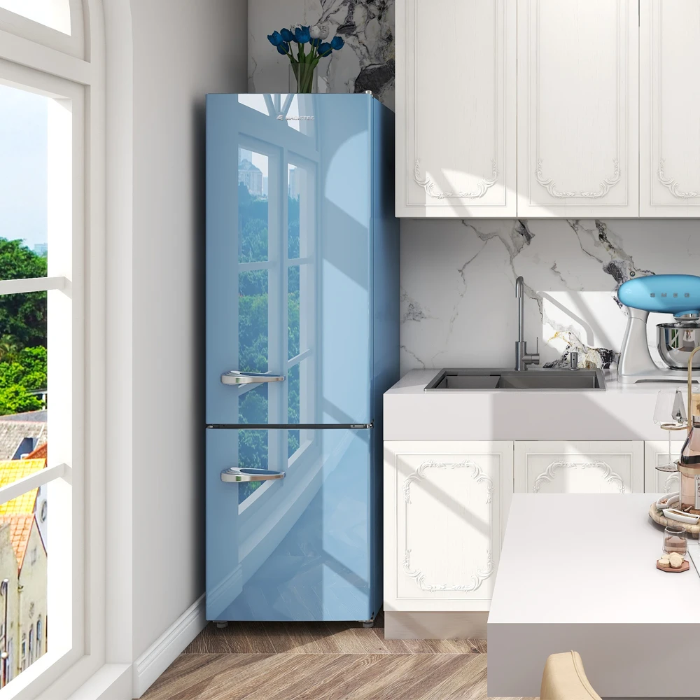 250WE-RE Colored Refrigerators Double Door Bottom Freezer Refrigerator Retro Fridge