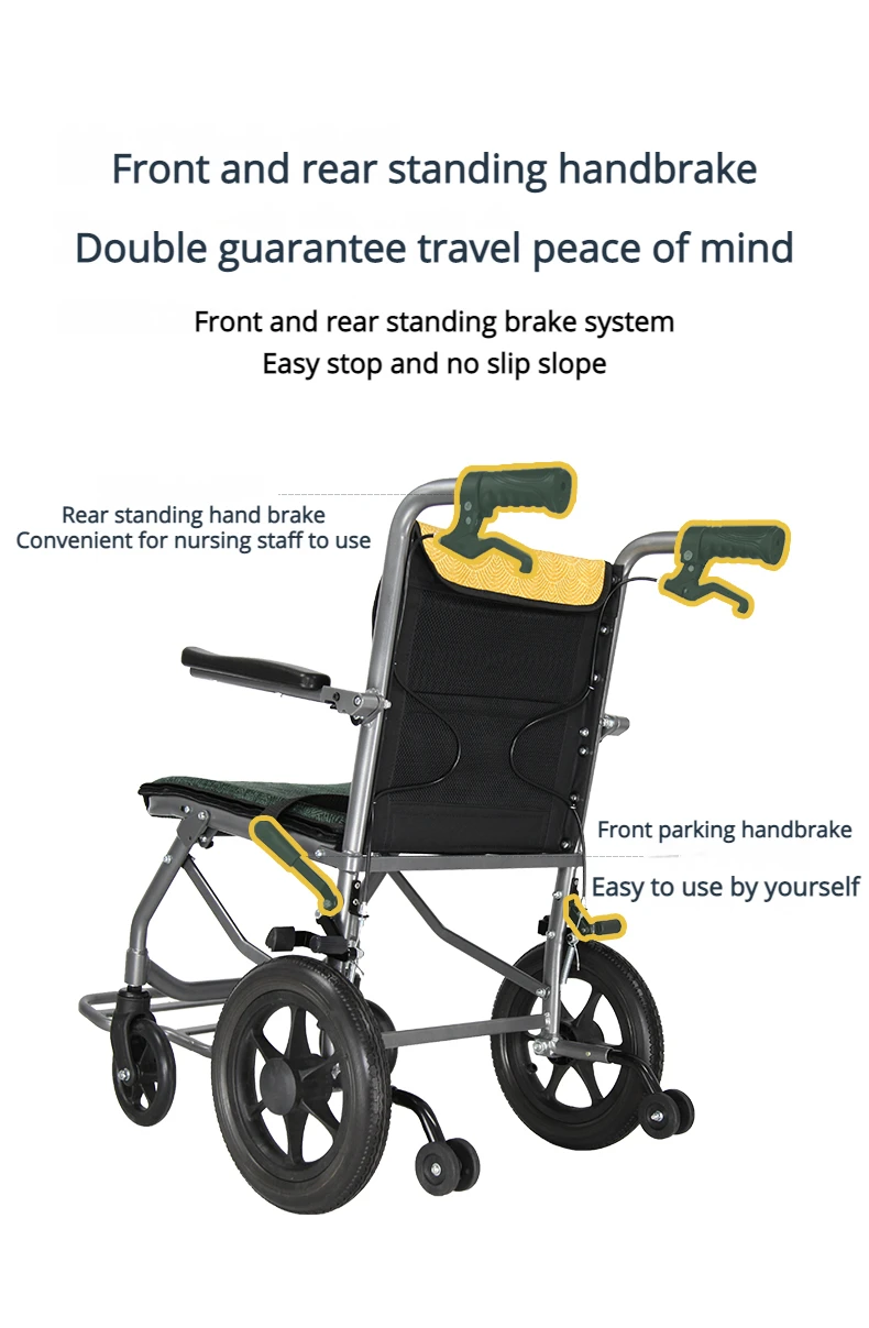 Elderly disable rehabilitate equipment folding backpack portable wheelchair lightweight wheelchairs with pneumatic tires