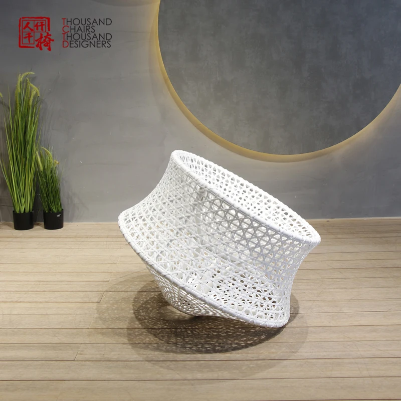 Tctd Fashion Style Outside Patio Furniture White Outdoor Swivel Rocking Chair Eco-friendly Garden Rattan Aluminum Chairs