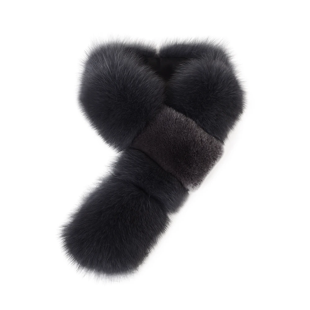 Wholesale Fashion Winter Warm Natural Fur Scarf Long 100% Real Fox Fur Collar Scarf