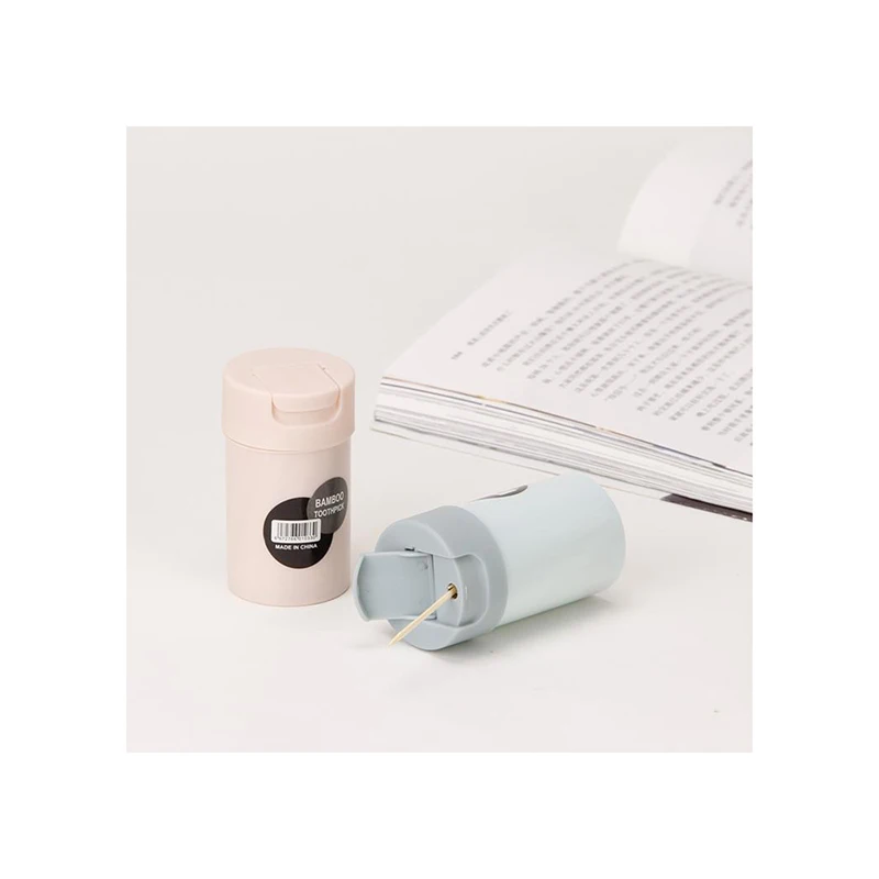 Hot-selling household natural color plastic double pointed bamboo toothpick holder