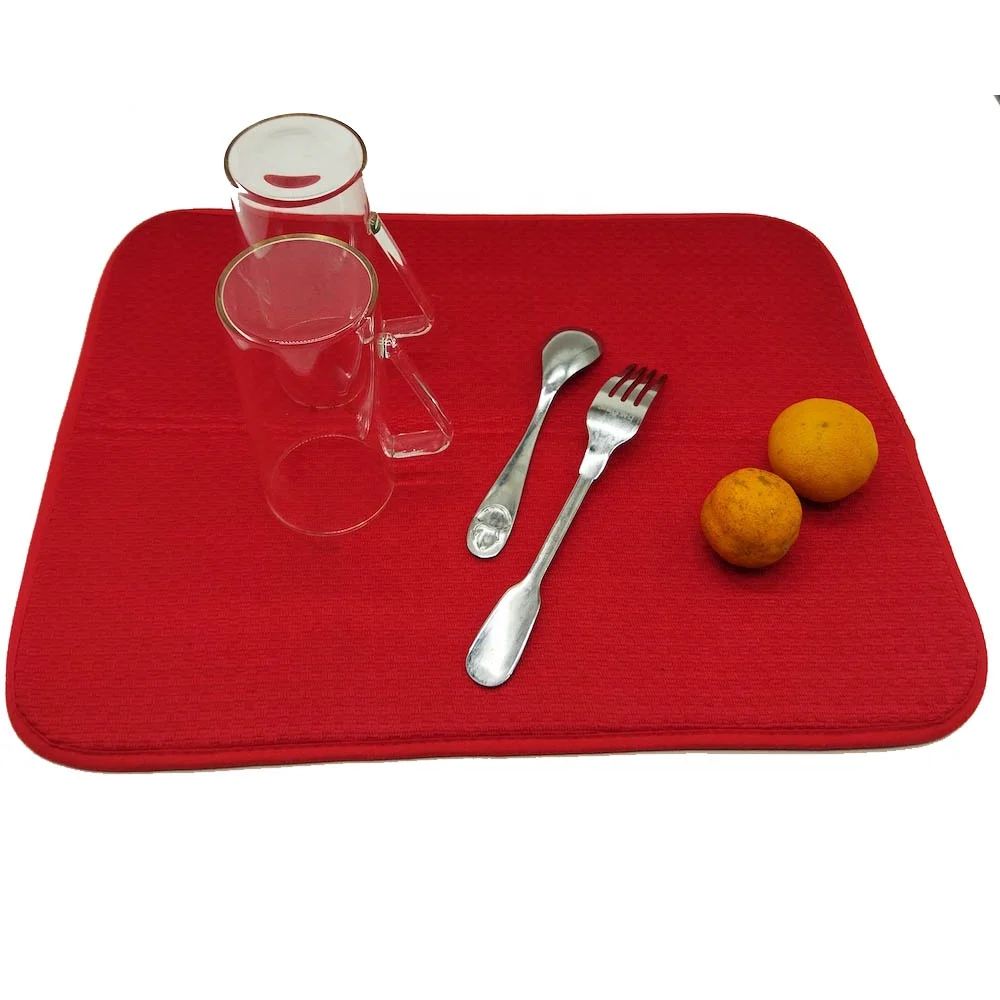 Eco-Friendly Kitchen Dish Drying Mat Microfiber With Sponge For Kitchen Dish Mat