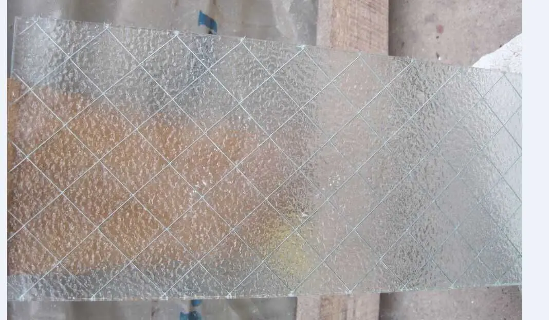 building door clear colored nashiji pattern 6mm thickness wire reinforced glass price