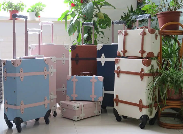New PU leather vintage travel suitcase  vspink suit case valise travel bag luggage maletas de viaje