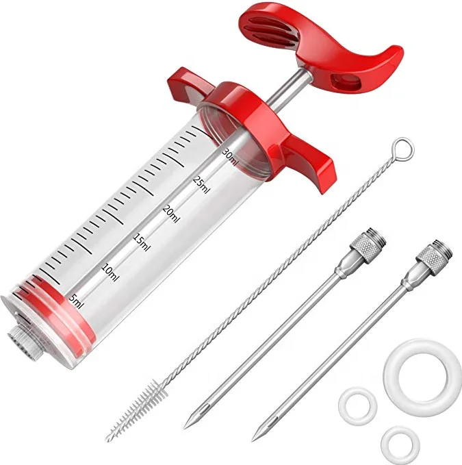 BBQ Tool Cooking Flavor Syringe Plastic Meat Seasoning Marinade Injector Kit For Poultry Turkey Beef Pork