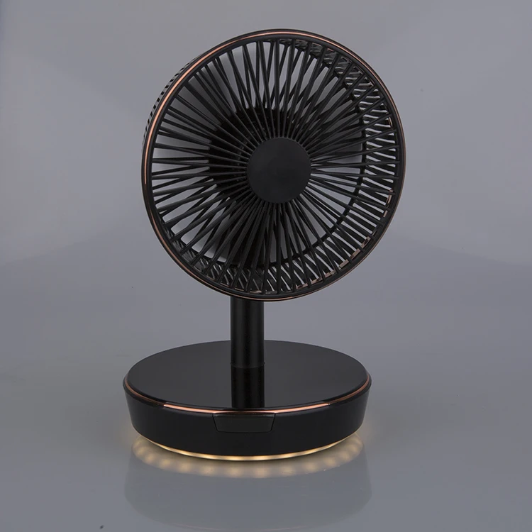 2020 new adjustable table fan with night lights with different brightness rechargeable fan with stand